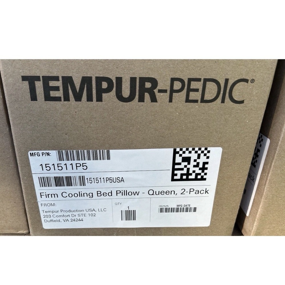 Tempur-Pedic FIRM Cooling Bed Pillow Queen Pack of 2 New